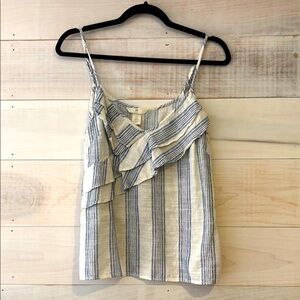 H&M Asymmetrical Ruffled Camisole White and Blue